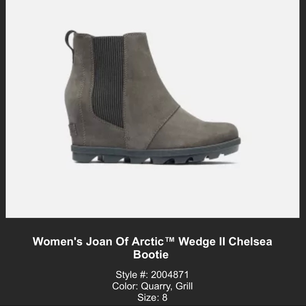 Sorel Joan of Arctic Wedge Chelsea Boots Size 8 Grey